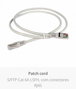 Patch Cord RJ45 S/FTP Cat 6A Cu LSFH 2mts cinza