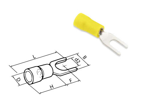 000303606 - 8433373036062 Saco 50u Terminal de garfo isolado 4,3/4-6mm Amarelo