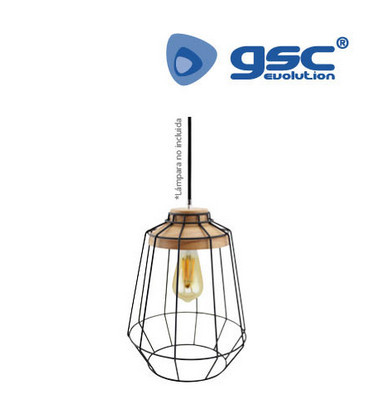 000705241 - 8433373052413Luminária pendente tipo gaiola E27 1M Preto