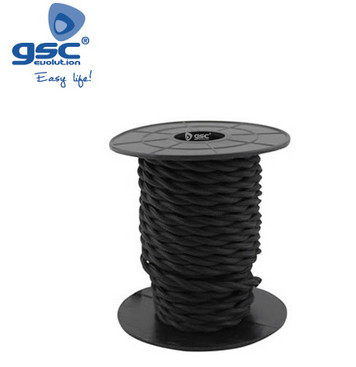 003902977 - 8433373029774 Cabo têxtil 10M (2x0,75mm) trançado Preto