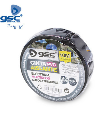 004102251 - 8433373022515Fita isolante elétrica PVC 10M Preto - Retrátil 10ud