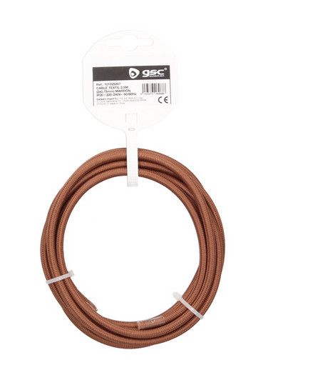 101025007 - 8433373069688Cabo têxtil 2,5M (2x0,75mm) Castanho