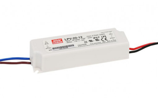 201176.120 - Fonte de Alimentação Estanque Mean Well 12Vdc 20W IP67 LPV - Quant. fornecida = 1 un