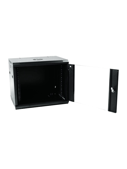 Armário rack para parede - Até 9U rack de 19" - Até 100 Kg de carga - Com ventilação e guarnições para cabos - Profundidade 600 mm - É vendido desmontado