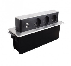 Bloco de tomadas HOP Box 3 tomadas 230V e 2x USB