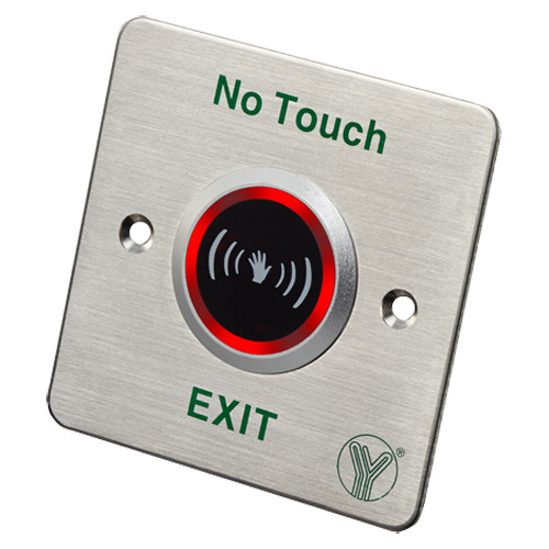 Botão de saída sem contacto - Sensor infravermelho com LED indicador - Testado 1.000.000 utilizações - NO/NC/COM - Intervalo de detecção 4&gt;12 cm - Acabamento em aço inoxidável