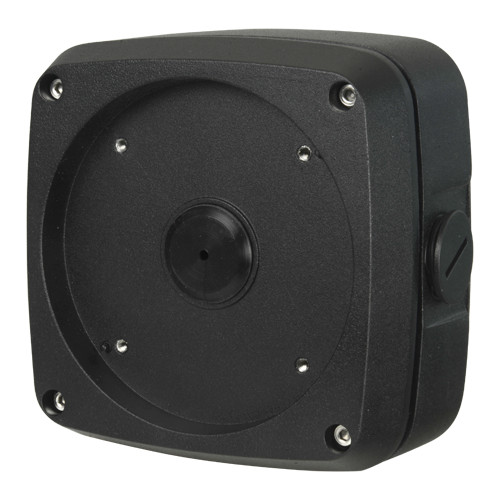 Caixa de conexões - Para câmaras bullet ou domos - Apto para uso exterior - Instalação em tecto ou parede - Cor preto - Passador de cabos
