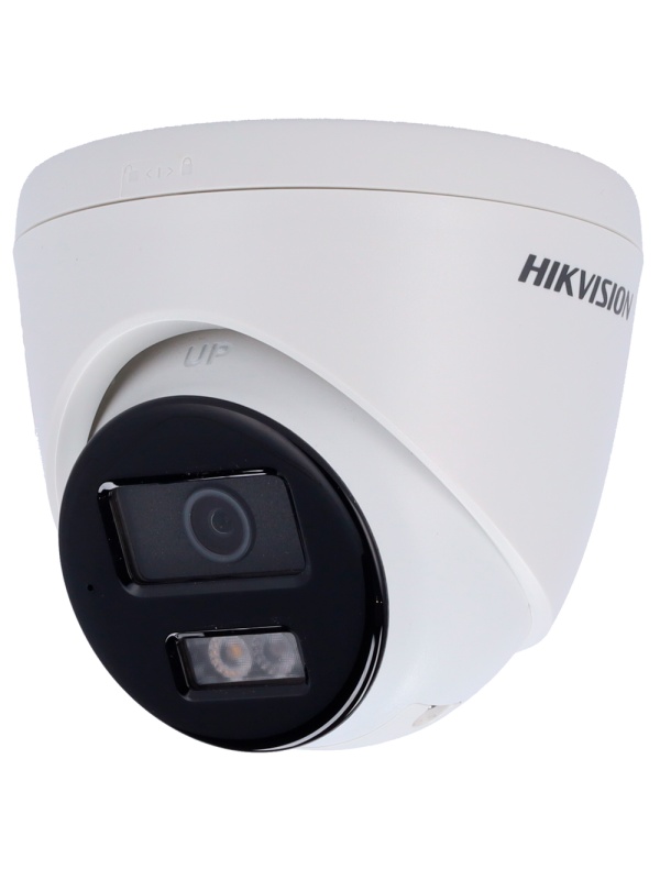 Câmara Turret IP Hikvision gama Value - Resolução 4 MP (2560x1440) MP [%VAR%] - Lente 2.8 mm - Luz híbrida 30 m | Sirene e flash de dissuasão - Deteção de movimento 2.0 | MicroSD - Microfone e altifalante incorporados : PoE : IP67
