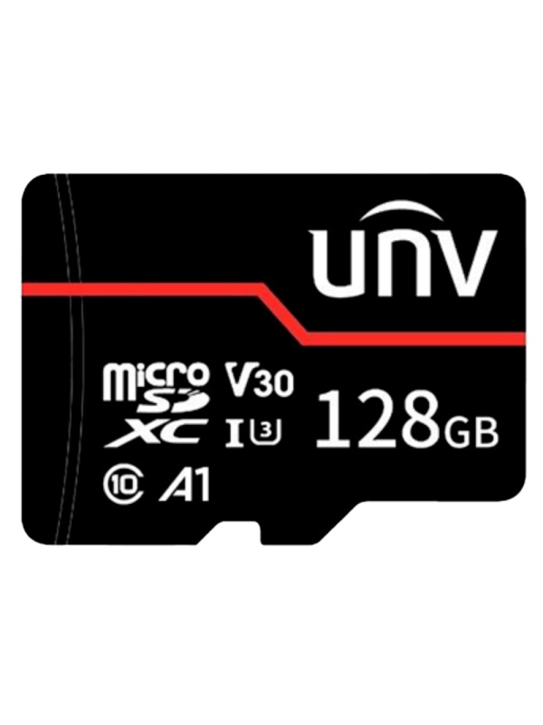 Cartão de memória Uniview - microSD | Capacidade 128 GB - Classe 10 | Velocidade de escrita 70 MB/s - Até 3.000 ciclos de escrita - Formato exFAT - Ampla gama de temperaturas.: -25 ºC a 85 ºC