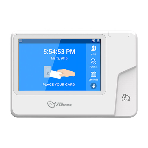 Controlo de Presença - Cartões EM RFID e teclado - 1.000 usuários / 1.000.000 registos - Wi-Fi, TCP/IP, USB e Wiegand e PoE - Ecrã táctil de 5.0" - Software na nuvem EasyClocking no inc.