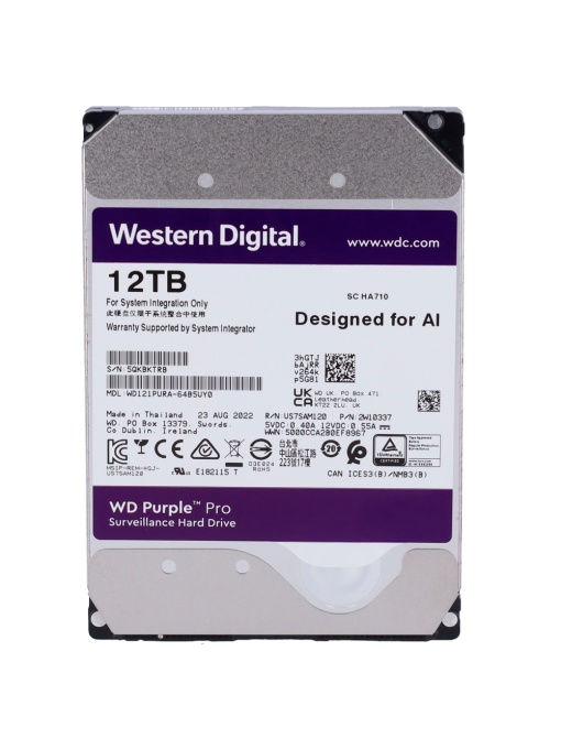 Disque dur numérique occidental - Capacité 12 TB - SATA Interplay 6 Go / S - Modèle WD121PURZ -64B5UY0 - Spécial pour les vidéastes - lâche ou installé sur DVR