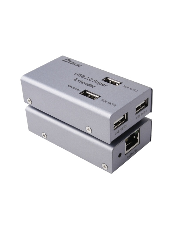 Extensor USB LAN - 1 entrada USB - 4 saídas USB - Comprimento máximo da conexão 50m - Plug and Play