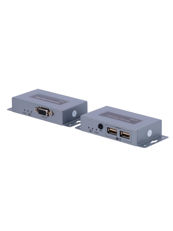 Extensor VGA/USB por UTP - Emissor e receptor - Alcance 100 m - Até 1920x1440 - Sobre cabo UTP Cat 5/5e/6 - Alimentação DC 5 V