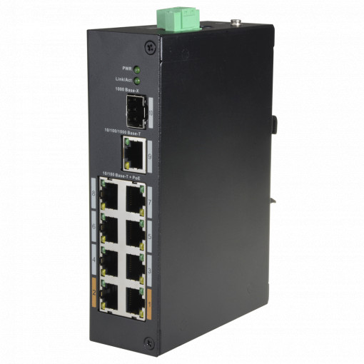 Switch PoE X-Security - 8 portas PoE + 1 Uplink RJ45 - Velocidade 10/100 Mbps - Potência 30 W por porta - Potência máxima total 96 W - Norma IEEE802.3at (PoE) / af (PoE+)
