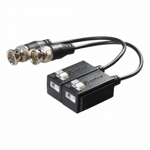 Transceptor passivo por par trançado SAFIRE - Otimizado para HDTVI, HDCVI e AHD - 1 canal de vídeo - Passivo, conector de 2 pinos - Alcance: 150 ~ 400 m - 2 unidades