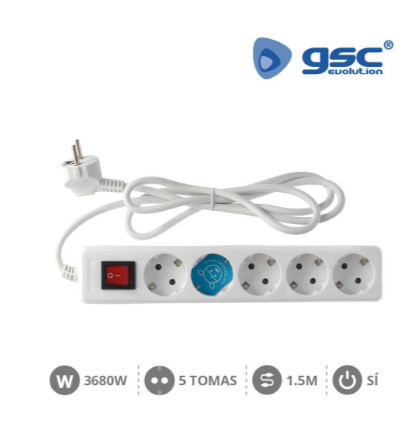 000000013 - 8436021940131 Base múltipla 5T + Int. (3x1,5mm) 1,5M Branco