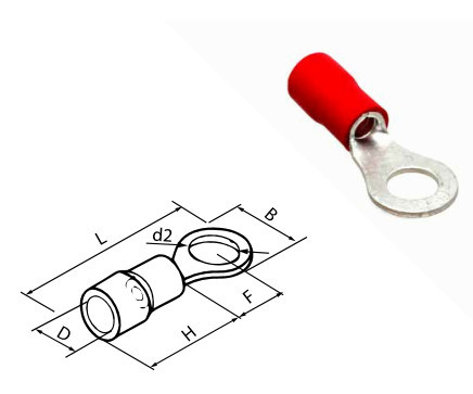 000303610 - 8433373036109 Saco 50u Terminal isolado redondo 4,3/1,5 mm Vermelho