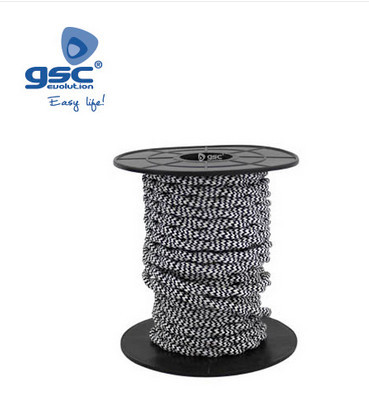 003902986 - 8433373029866Cabo têxtil 10M (2x0,75mm) trançado Preto/Branco