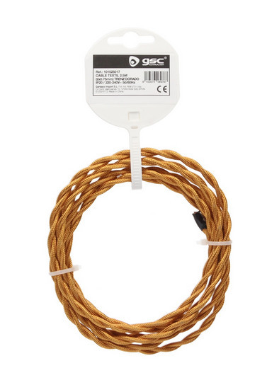 101025017 - 8433373069787Cabo têxtil 2,5M (2x0,75mm) trançado Dourado