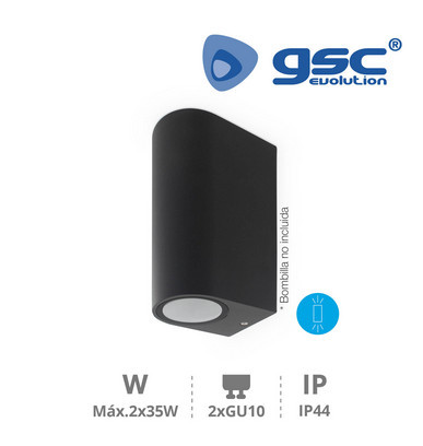 200200002 - 8433373039667Arruela intraparede 2 luzes GU10 Máx. 35W IP44 Antracite