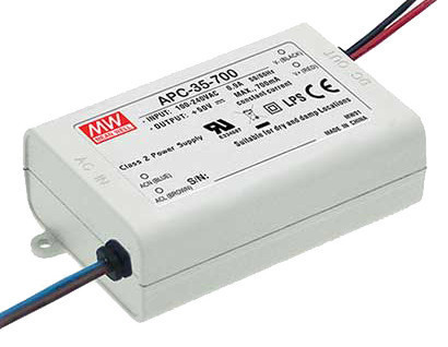 202233.770 - Drive CC Led Mean Well IP42 15-50Vdc 700mA APC-35 - Quant. fornecida = 1 un