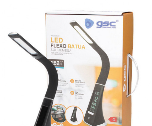 204205001 - 8433373059016Batua LED Flexo com relógio digital 5W Preto