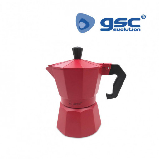 400010009 - 8433373006973Cafeteira Kalossi 3 xícaras Vermelha