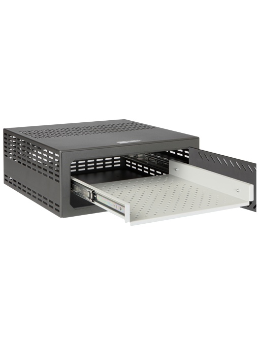 Bandeja extraível para caixa forte - Compatível com VR110 e VR110E - Para DVR de 1 U rack - Guias telescópicas com rolamentos - Totalmente removível - Fabricado em aço