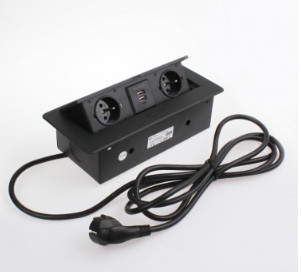 Bloco de tomadas 2xtomadas francesas , 1 USB branco cabo 1,5mt