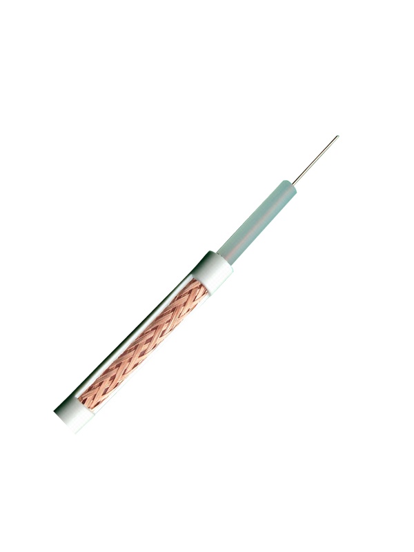 Cabo coaxial RG59 - Vídeo - Bobine de 100 metros - Cobertura de cor branca - Diâmetro exterior 6.0 mm - Mínima perda