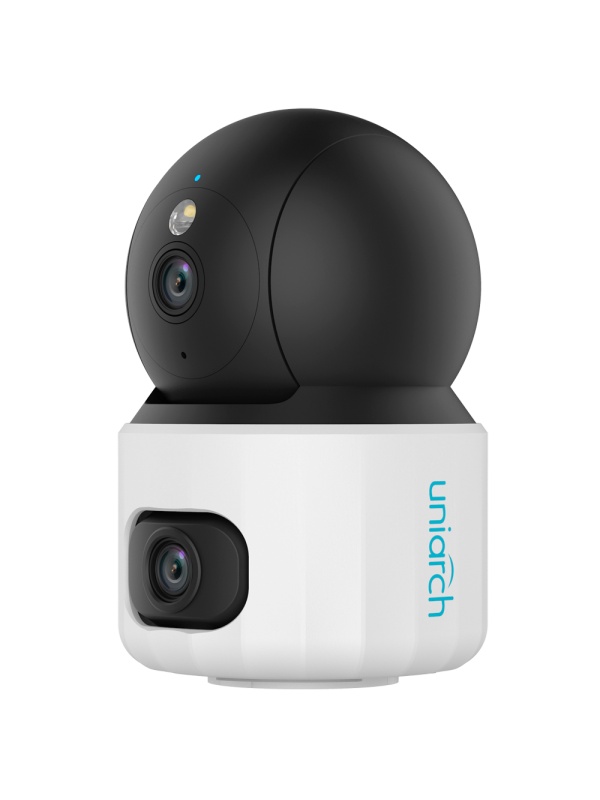 Câmara IP WiFi da série S da Uniarch Panda - 3 MP | 2.8 mm + 6 mm | microSD 512 GB - IR 10 m | Luz branca 10 m - Câmara panorâmica + Câmara PT - UMD | Deteção de choro e de animais domésticos - Áudio bidireccional: Microfone e altifalante