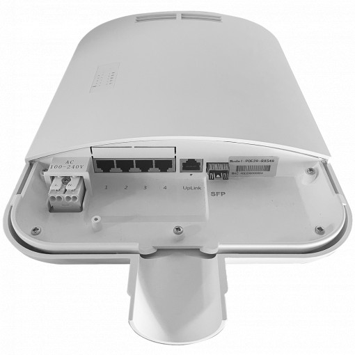 Cambiar Papa a exterior - 4 RJ45 Papa + 1 Uplink RJ45 + 1 Uplink SFP - 4 x 100/1000 Mbps 1 x Gigabit 1 x SFP - 30 W poner puerta / Máximo 60W - Estándar IEEE802.3af/at - Papa/Papa+ - Asamblea em muro e/ou correo