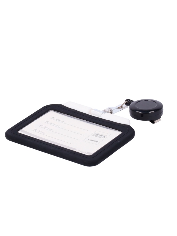 Carton holder - Retractable cord and clip arrangement - Vertical arrangement - Plastic protection film - made of silicone - black color
