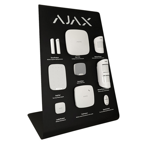 Expositor de demonstração - Kit de alarme profissional Ajax - Comunicação Ethernet e GPRS - Sem fios 868 MHz Jeweller - Até 100 dispositivos sem fio - App para smartphone e Software PC