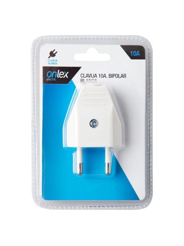 FICHA MACHO ONLEX BRANCA 10A BIPOLAR BLÍSTER