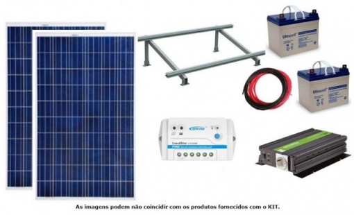 Kit Solar Fotovoltaico 1x330W c/ duas baterias gel para sistema 24V varias potências