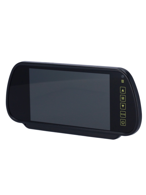 Monitor com formato de retrovisor - Compatível com Streamax - Sinal de vídeo composto - 2 canais de vídeo