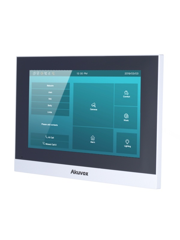 Monitor Linux para videoporteiro - Visor TFT de 7" - Áudio bidireccional Crystal Clear - 2 fios, WiFi, SIP padrão - Manutenção via cloud - Ligação de monitor e placas via Cloud