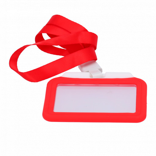 Porta-tarjetas - Disposición horizontal - Láminas de plástico protectoras - Fabricado en silicona - Color rojo
