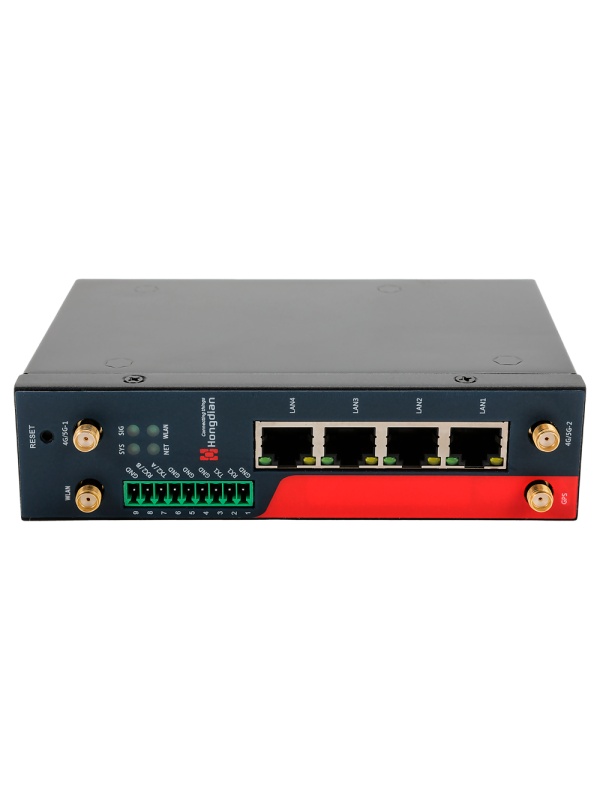 Router Industrial Hongdian 4G - 4G Cat 4 - 4 portas PoE+ Ethernet RJ45 10/100/1000 - Ranhura para cartão SIM 4G/3G - Portas RS232/RS485 - Wi-Fi 802.11b/g/n 2.4GHz