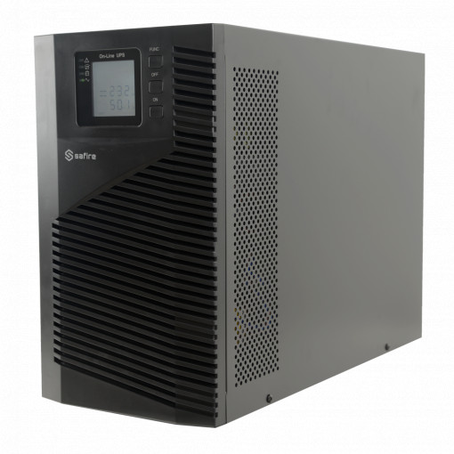 SAI online - Potencia 3000VA/2700W - Entrada 200~240 Vac / Saída 200~240 Vac - 4 saídas SAI/UPS protegidas - Tempo de recarga 4~5 h - 6 baterias seladas de chumbo-ácido (incluídas)