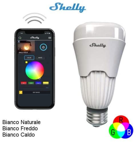 ShellyBulb - Lampada inteligente controlada via Wi-Fi (RBG + branco). BRANCO