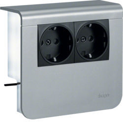 SL20055900D1 - Sup. 2xSchuko SL20055, alumínio HAGER EAN:4012740894388