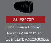 SOFLIGHT SL-E8070P - Ficha Femea Borracha 16A Preta