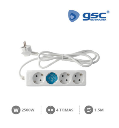 000000002 - 8436021940025 Base múltipla 4T (3x1,0mm) 1,5M Branco