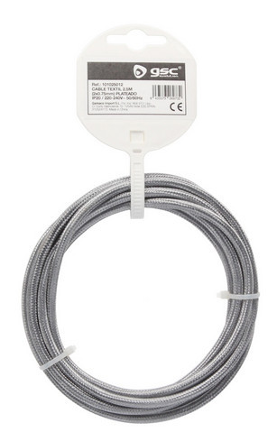 101025012 - 8433373069732Cabo têxtil 2,5M (2x0,75mm) Prateado