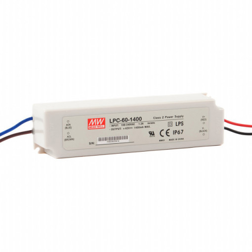 202186.415 - Drive CC Led Mean Well IP67 9-42Vdc 1400mA LPC-60 - Quant. fornecida = 1 un