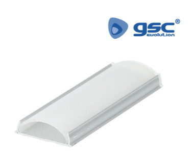 204025001 - 8433373050556 Superfície oval de perfil de alumínio translúcido 2M para fitas LED até 14mm