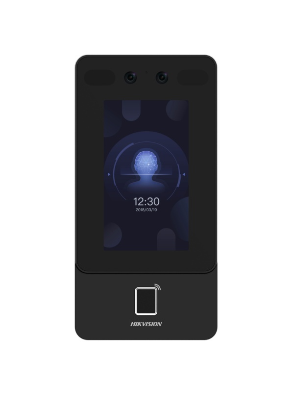 Acesso PoE e Controlo de Presença IP65 - Facial, impressão digital, MF-card, QR e PIN - 1.500 utilizadores | 150.000 registos - TCP/IP, WiFi, USB, RS485 e Wiegand - 4.3" Ecrã TFT sensível ao toque | Controlador integrado - iVMS-4200 | Hik-Connect