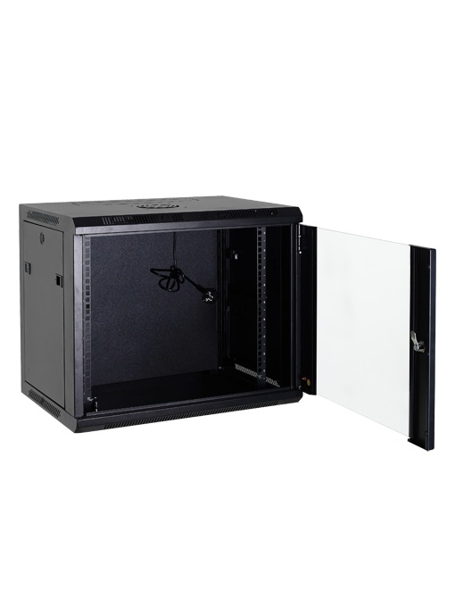 Armário rack para parede - Até 4U rack de 19" - Até 60 Kg de carga - Com ventilação e guarnições para cabos - Ventilador incluído - Extensão de 6 fichas incluída